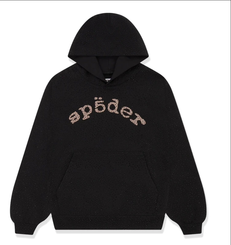 Sp5der vvs Hoodie with rhinestones black edition