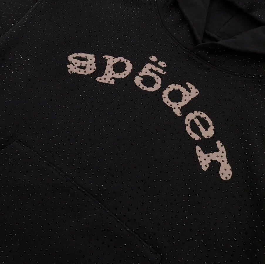Sp5der vvs Hoodie with rhinestones black edition