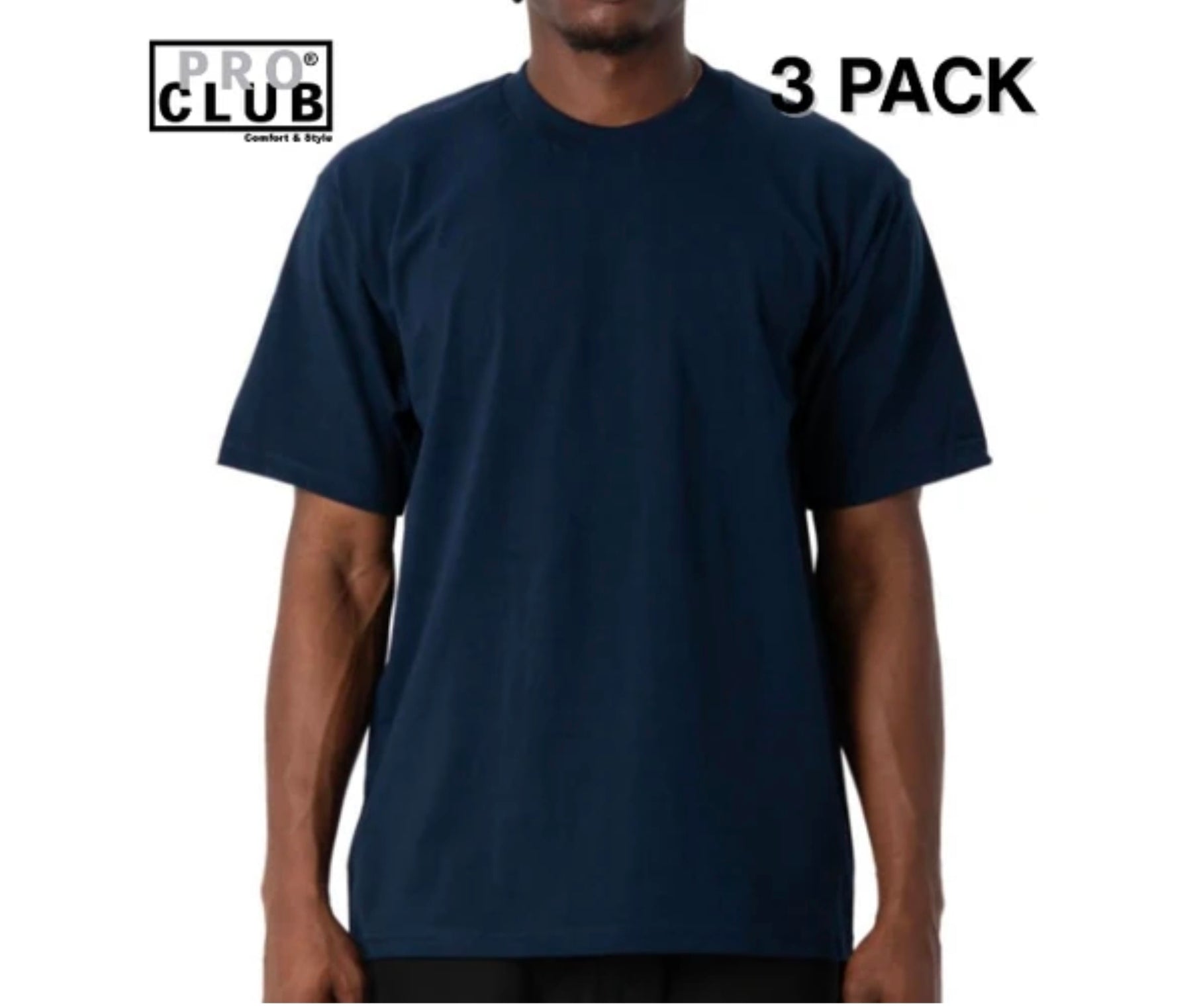 3 PACK Pro Club Men's Heavyweight Cotton Short Sleeve Crew Neck T-Shirt