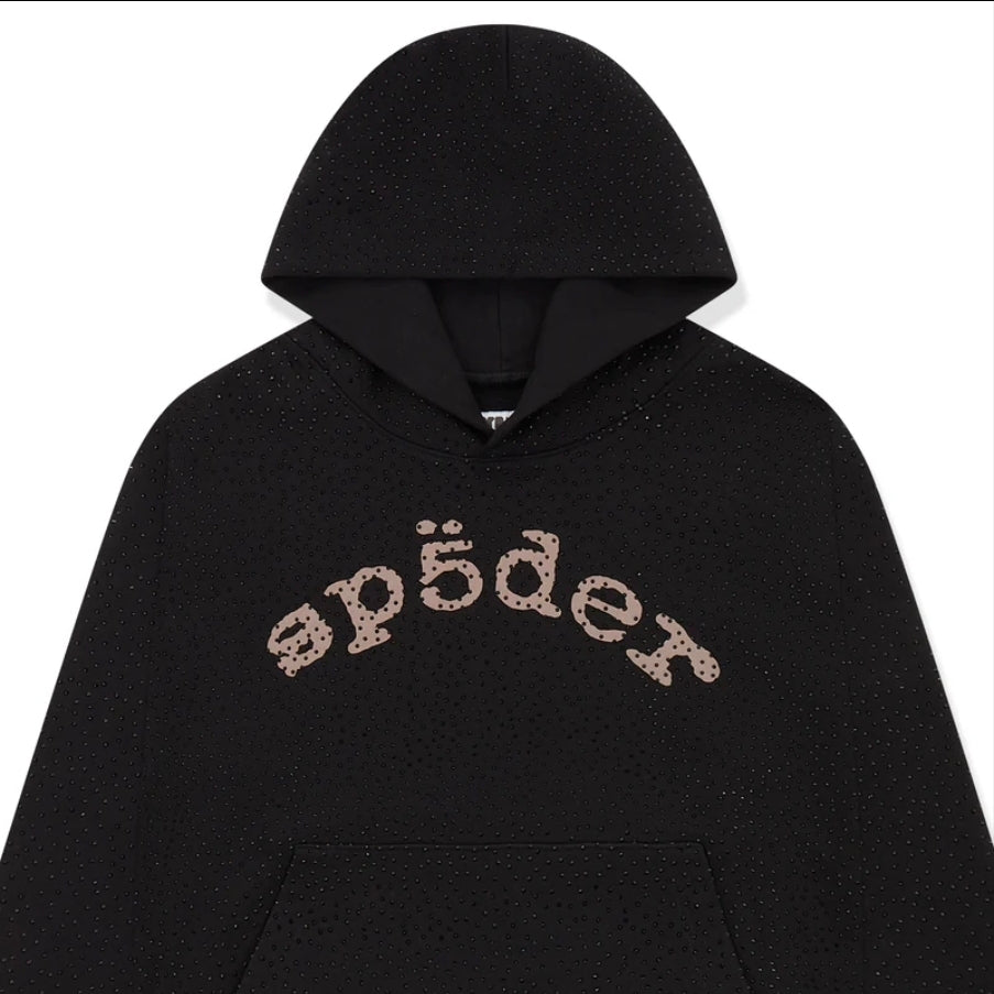 Sp5der vvs Hoodie with rhinestones black edition